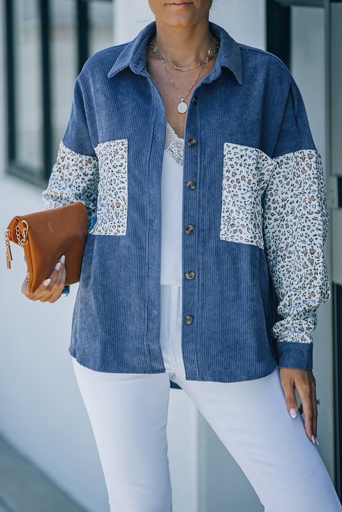 Patchwork Corduroy Buttoned Shirt Jacket